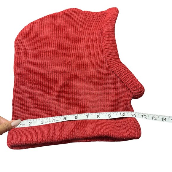 Bogner Red Knitted Wool Acrylic Winter Hoodie/Scarf Pullover Balaclava One Size - Picture 5 of 7